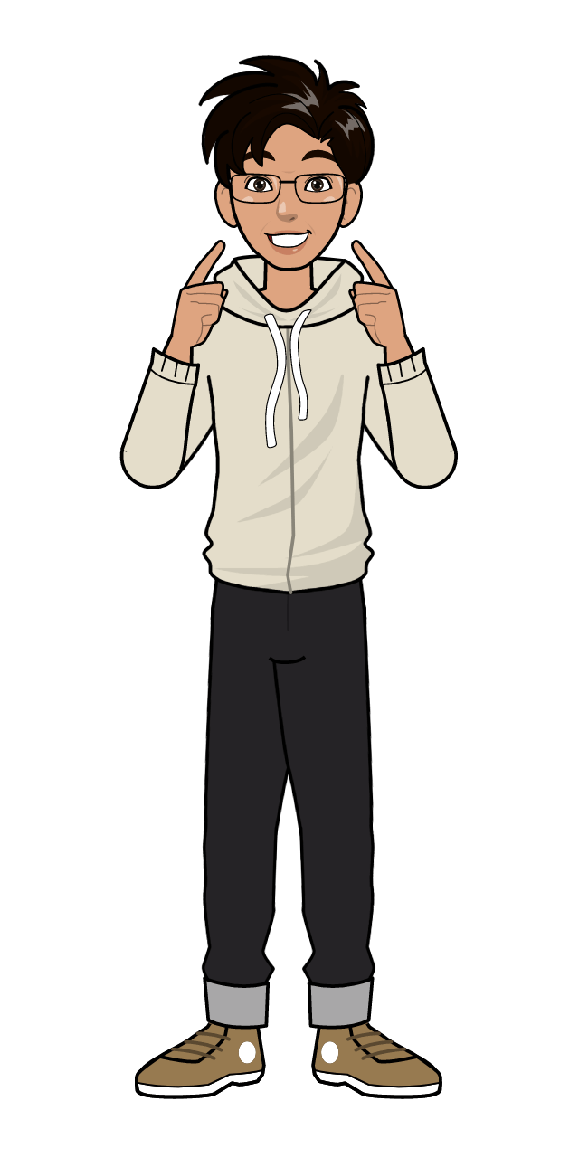 Illustrated Shreyas Misra pointing at himself